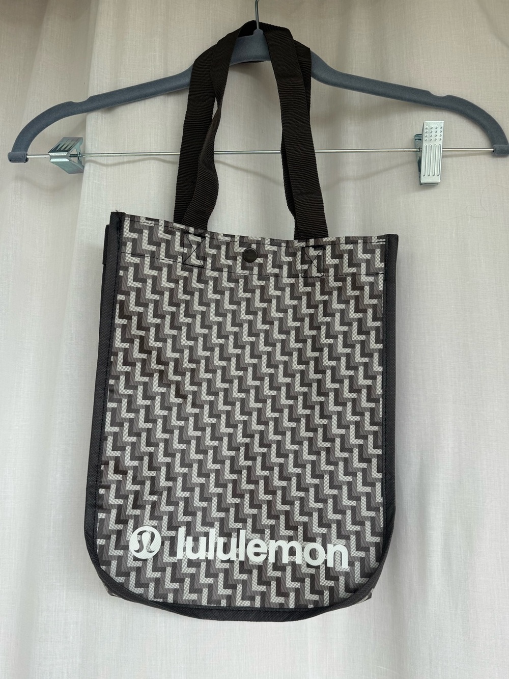 Lululemon Gray Herringbone Logo Tote/ Shopping Bag